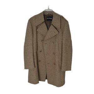 Vintage Stratojac Wool Double Breasted Car Pea over top Coat Brown tan 44
